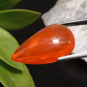 Opala laranja natural 9,93ct, formato de pêra, transparente