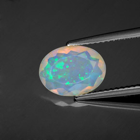 Opala multicolorido natural 1,22ct, corte oval, transparente
