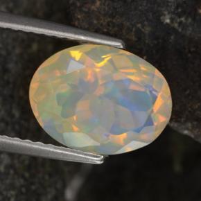 Opala amarelo natural 1,86ct, corte oval, transparente