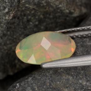 Opala multicolorido natural 1,24ct, corte oval, transparente