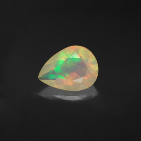 Opala multicolorido natural 0,92ct, formato de pêra, transparente