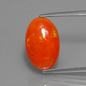 Opala laranja natural 5,33ct, corte oval, translúcido