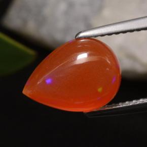 Opala Vermelho Laranja Intenso Natural 1.97ct, Formato de pêra, Translúcido