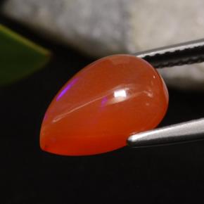 Opala Vermelho Laranja Intenso Natural 1.97ct, Formato de pêra, Translúcido