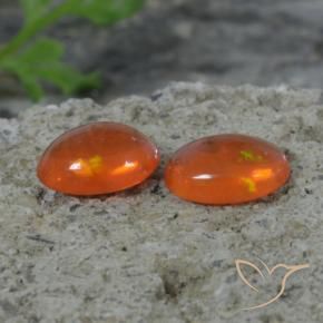Pedras preciosas de Opala Laranja Avermelhado Profundo natural de 1.41 ct, oval, Transparente