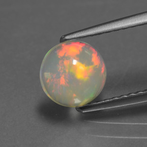 Opala multicolorido natural 0,85ct, corte redondo, transparente