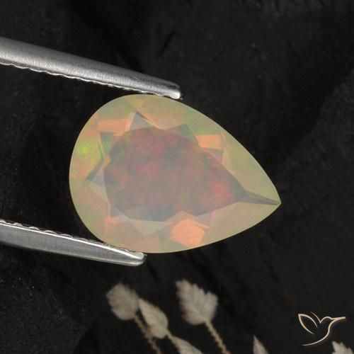 1.42ct Natural Multicolorido Opala, Formato de pêra, Translúcido