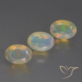 Pedras preciosas de Opala Multicolorido natural de 1.30 ct, oval, Transparente