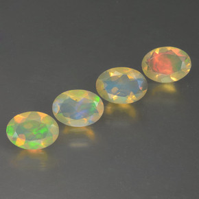 Pedras preciosas de opala multicolorido natural de 1,60 ct, corte oval, transparente