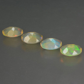 Pedras preciosas de opala multicolorido natural de 1,60 ct, corte oval, transparente