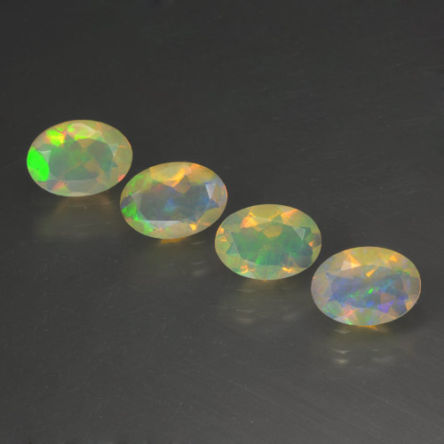 Pedras preciosas de opala multicolorido natural de 1,63 ct, corte oval, transparente