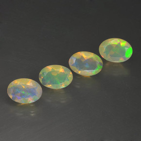 Pedras preciosas de opala multicolorido natural de 1,63 ct, corte oval, transparente