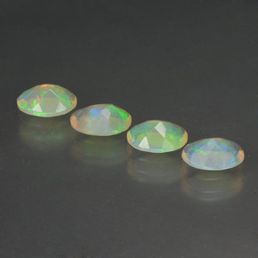 Pedras preciosas de opala multicolorido natural de 1,63 ct, corte oval, transparente