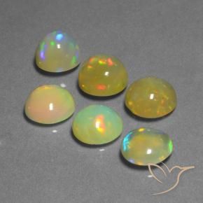 Pedras preciosas de Opala Multicolorido natural de 11.36 ct, Redondo, Transparente