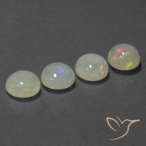 Pedras preciosas de Opala Multicolorido natural de 5.09 ct, Redondo, Transparente