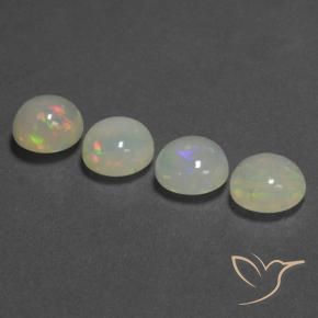 Pedras preciosas de Opala Multicolorido natural de 5.09 ct, Redondo, Transparente