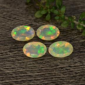 Pedras preciosas de opala multicolorido natural de 1,03 ct, corte oval, transparente