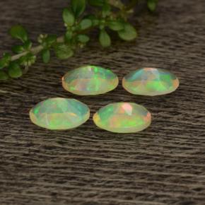 Pedras preciosas de opala multicolorido natural de 1,03 ct, corte oval, transparente