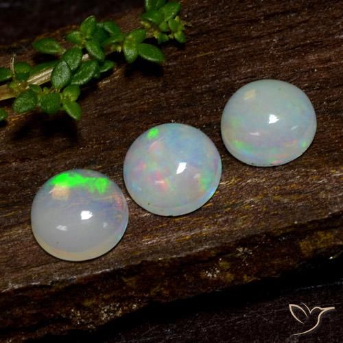 Pedras preciosas de Opala Multicolorido natural de 1.46 ct, Redondo, Transparente