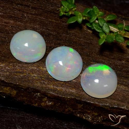 Pedras preciosas de Opala Multicolorido natural de 1.46 ct, Redondo, Transparente