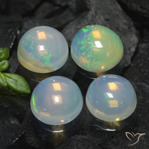 Pedras preciosas de Opala Multicolorido natural de 3.43 ct, Redondo, Transparente