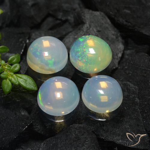 Pedras preciosas de Opala Multicolorido natural de 3.43 ct, Redondo, Transparente