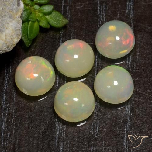 Pedras preciosas de Opala Multicolorido natural de 3.19 ct, Redondo, Transparente
