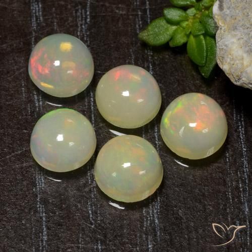 Pedras preciosas de Opala Multicolorido natural de 3.19 ct, Redondo, Transparente