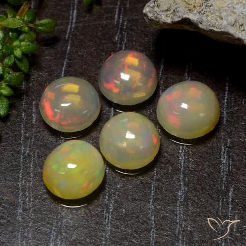 Pedras preciosas de Opala Multicolorido natural de 3.01 ct, Redondo, Translúcido