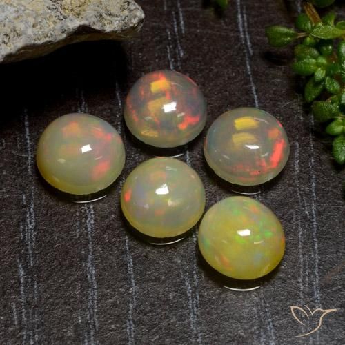 Pedras preciosas de Opala Multicolorido natural de 3.01 ct, Redondo, Translúcido