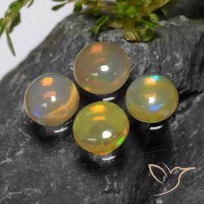 Pedras preciosas de Opala Multicolorido natural de 1.77 ct, Redondo, Transparente