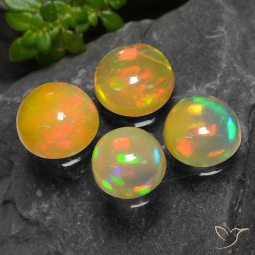 Pedras preciosas de Opala Multicolorido natural de 3.04 ct, Redondo, Transparente