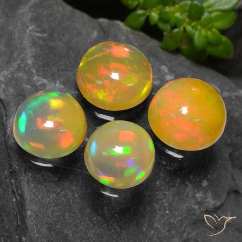 Pedras preciosas de Opala Multicolorido natural de 3.04 ct, Redondo, Transparente