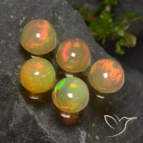 Pedras preciosas de Opala Multicolorido natural de 1.96 ct, Redondo, Transparente