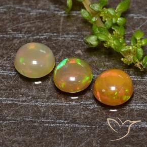 Pedras preciosas de Opala Multicolorido natural de 1.34 ct, Redondo, Translúcido