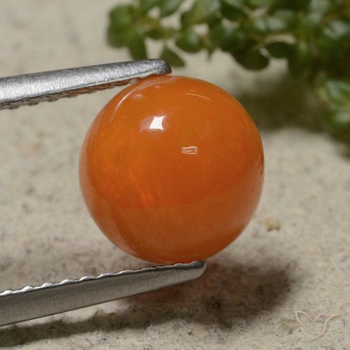 1.41ct Natural fogo laranja Opala, Redondo, Translúcido