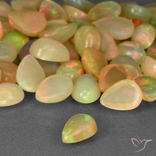Opala Multicolorido Natural 0.45ct, Formato de pêra, Transparente