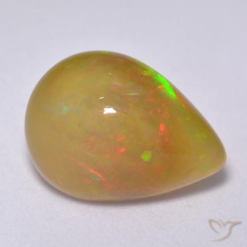 Opala Multicolorido Natural 3.78ct, Formato de pêra, Translúcido