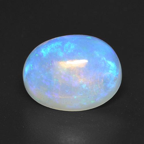 Opala Branco azulado Natural 3.12ct, Corte Oval, Transparente