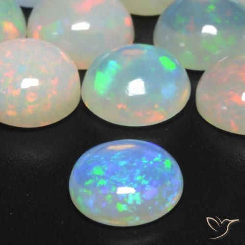 Opala Multicolorido Natural 0.81ct, Redondo, Transparente