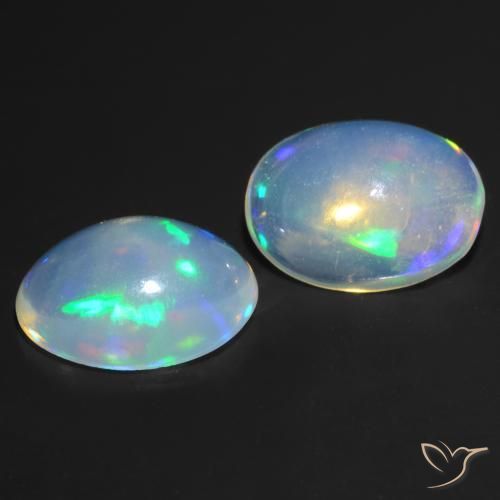 Pedras preciosas de Opala Multicolorido natural de 0.94 ct, oval, Transparente