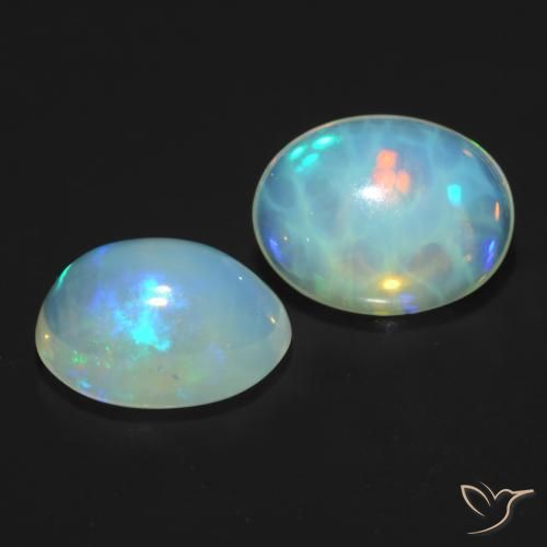 Pedras preciosas de Opala Multicolorido natural de 1.78 ct, oval, Transparente