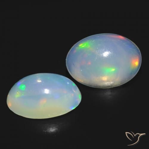Pedras preciosas de Opala Branco azulado natural de 0.89 ct, oval, Transparente