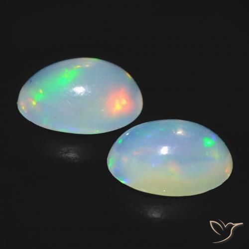 Pedras preciosas de Opala Branco azulado natural de 0.89 ct, oval, Transparente
