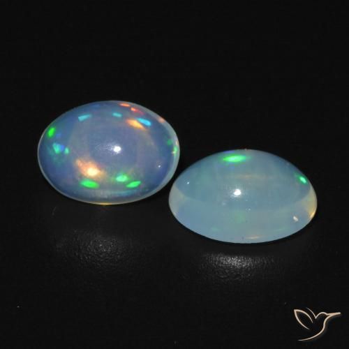 Pedras preciosas de Opala Branco azulado natural de 0.89 ct, oval, Transparente