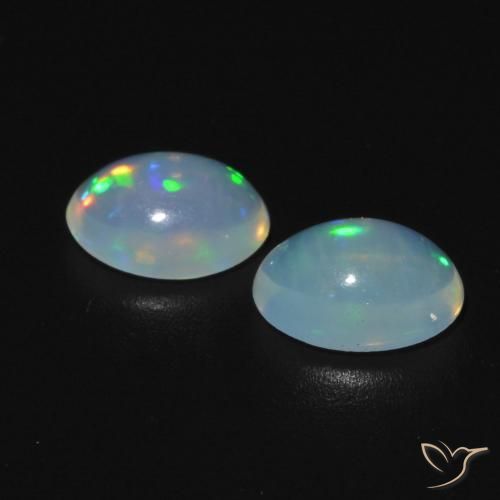 Pedras preciosas de Opala Branco azulado natural de 0.89 ct, oval, Transparente
