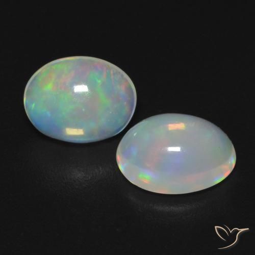 Pedras preciosas de Opala Multicolorido natural de 0.95 ct, oval, Transparente