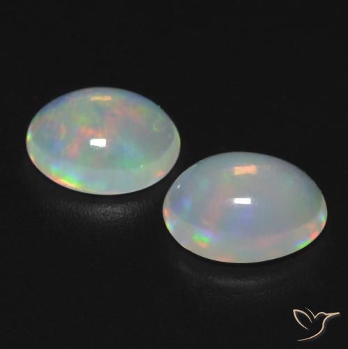 Pedras preciosas de Opala Multicolorido natural de 0.95 ct, oval, Transparente