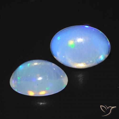 Pedras preciosas de Opala Branco azulado natural de 0.85 ct, oval, Transparente