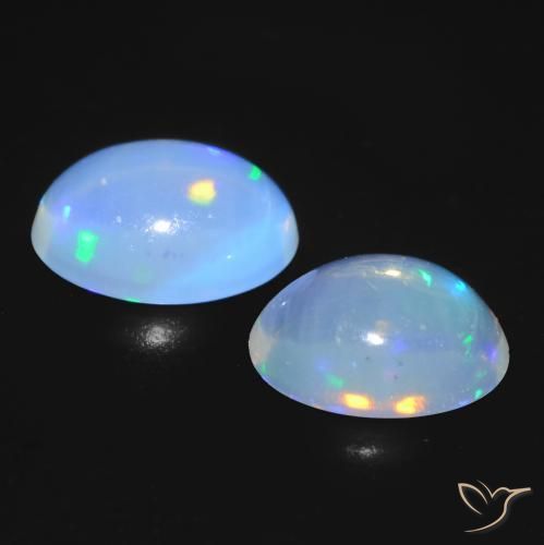 Pedras preciosas de Opala Branco azulado natural de 0.85 ct, oval, Transparente